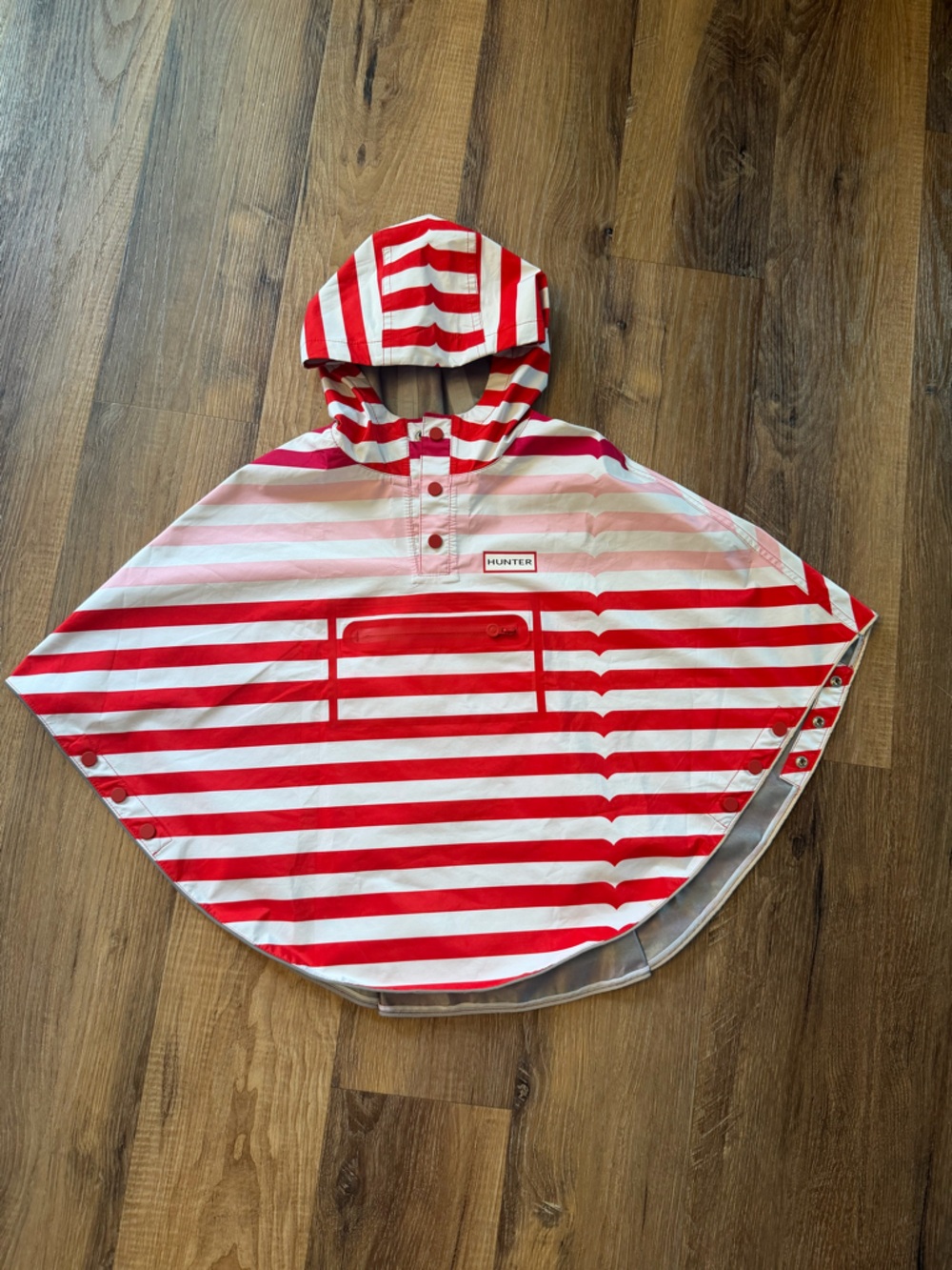 Hunter Kids Red & White Striped Rain Poncho